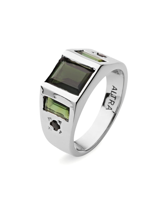 EOS Ring | Green Tourmaline & Black Spinel Silver - ALTRA Jewellery -
