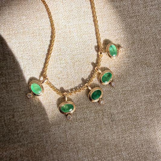 Cleopatra Charm I Emerald Diamond 9k Gold
